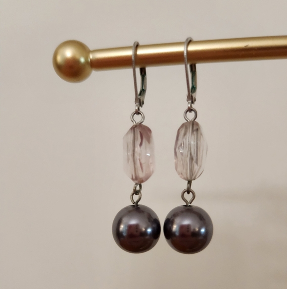 Premier Designs Beaded Multi-Strand Necklace Set in Gray and Blush Tones - Picture 3 of 3